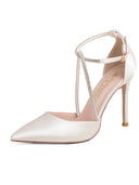 Elegant Satin Cross Strap High Heels for Wedding Glamour