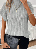 Fashion Turtleneck Short Sleeve Pullover Sweater 2024 Summer