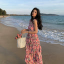 French Floral Layered Beach Skirt Dress Timeless Elegance