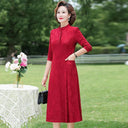 Middle-Aged Jacquard Dress Stylish Autumn Essential Attire