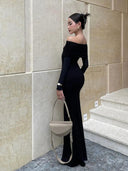 GirlsAt18 Black Knit Dress Elegant Autumn Sensuality Style