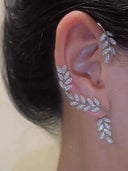 Simple Graceful Fancy Clip Leaves Female Stud Earrings Set