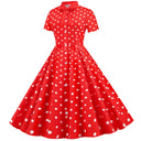 Swing Polka Dot Dress Vintage Chic with Bowknot Print