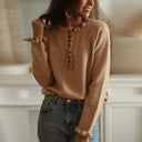 Fashion Raglan Stuffed Knitting Lace Collar Pullover Chic