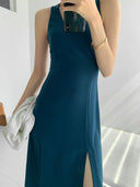 Blue Slim-Fit Summer Vest Dress - Elegant Women's Fashion