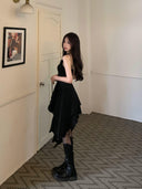 Women's Black Sexy Cover Belly Slim Suspender Dress 2023