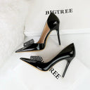 European American High Heels Patent Leather Pumps for Elegance