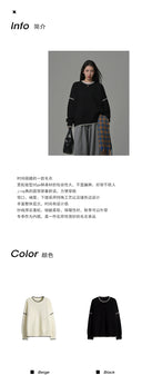 Sixi Sixi Spring Stitching Wire Contrast Color Pullover Sweater