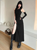 Spicy Chic Dark Wind Pleated Dress Summer Sophistication