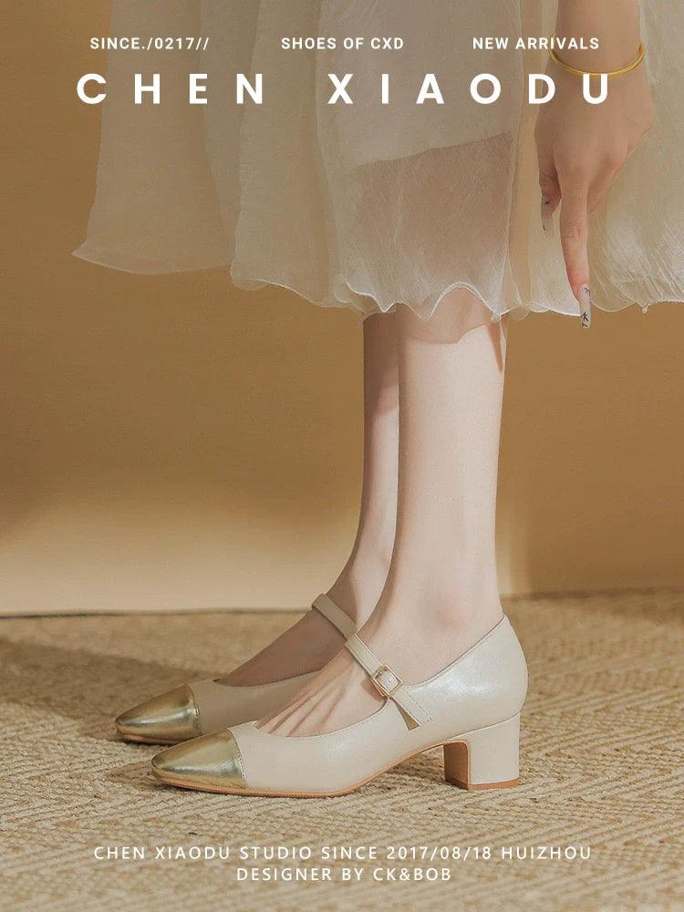 French-Inspired Mid-Heel Bridesmaid Shoes: Stylish Cheongsam Footwear