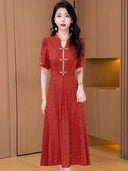 Noble Lady Flab Hiding Chinese Dress Stylish Summer Elegance