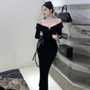 Black Evening Gown: Chic Off-Shoulder Cocktail Dress