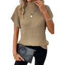 Fashion Turtleneck Short Sleeve Pullover Sweater 2024 Summer