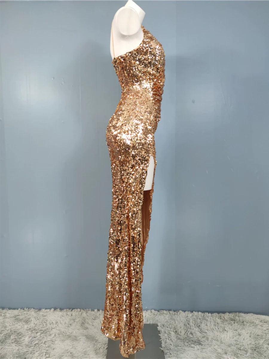 Glitter Sequin V-Neck Party Dress: Sparkling Nightclub Glamour