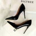 Bright Leather High Heels European Style Shoes Elegant Glamorous