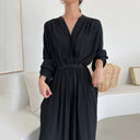 Cross Chic Slim Looking Pleated Long Sleeve Dress 120cm