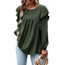 Fashion New Arrival Polka Dot Jacquard Long Sleeve Lace Pullover Women