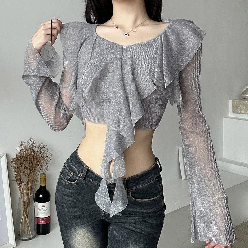 French Ruffles Patchwork T-shirt: Trendy Urban Streetwear Fashion