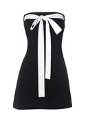 Socialite Style Bow Detail Tube Top Dress Elegant Evening Fashion