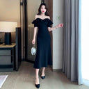 Elegant Summer Fishtail Dress Chic Off-Shoulder Style