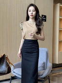 Elegant High Waist Split Skirt Versatile Slimming Essential