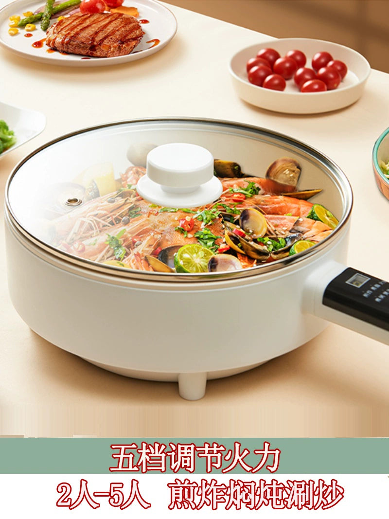 Multi-Functional Electric Frying Pan For Home Flats Pancake Maker Ceramic Glaze Non-Stick Pan All-in-One Pot Small Plug Electric Frying Pan Student