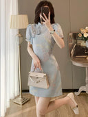 Elegant Chinese Cheongsam Dress Summer Chic with Charm