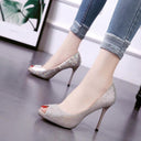 Elegant Rhinestone Stiletto Heels for Trendy Youth Fashion