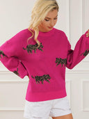 Fashion Women Long Sleeve Pullover Top Animal Print Sweater