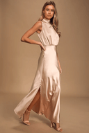 Smooth Elegance High Slit Socialite Dress Modern-Day Chic