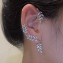 Simple Graceful Fancy Clip Leaves Female Stud Earrings Set