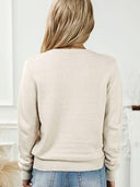 Autumn Crew Neck Cardigan European and American Style Lace Trim