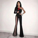 Sultry Sheer One-Shoulder Jumpsuit Elegant Versatile Style