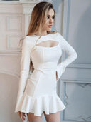 Elegant White Fishtail Bandage Dress Sophisticated Women's Style