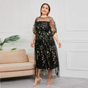 Mesh Embroidered Lace Dress Elegant Summer Statement Piece