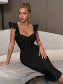 Elegant Hepburn Style Dress Chic Fishbone Strap Outfit