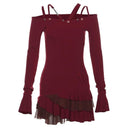 Sensual Red Halterneck Dress Chic Winter Elegance Young Women