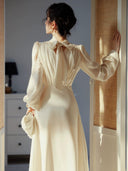 Elegant Retro Dress: Sophisticated High Waist Long Sleeve