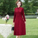 Middle-Aged Jacquard Dress Stylish Autumn Essential Attire