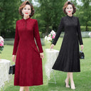 Middle-Aged Jacquard Dress Stylish Autumn Essential Attire