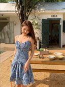 Buoyancy French Floral Chiffon Dress Elegant Summer Style