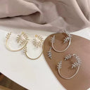 Simple Graceful Fancy Clip Leaves Female Stud Earrings Set