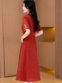 Noble Lady Flab Hiding Chinese Dress Stylish Summer Elegance