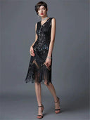 European Station Banquet Vintage Tassel Dress Retro Elegance