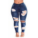 L-5XL Plus-Size Stretch Ripped Fat Lady Jeans Denim Fit