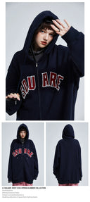 A Square Root Casual Thin Fleece Hoodie Embroidered Design