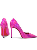 Rose Red Laser Mirror High Heels Patent Leather Footwear