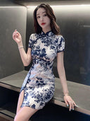 Chinese Style Retro Floral Cheongsam Dress for Millennials