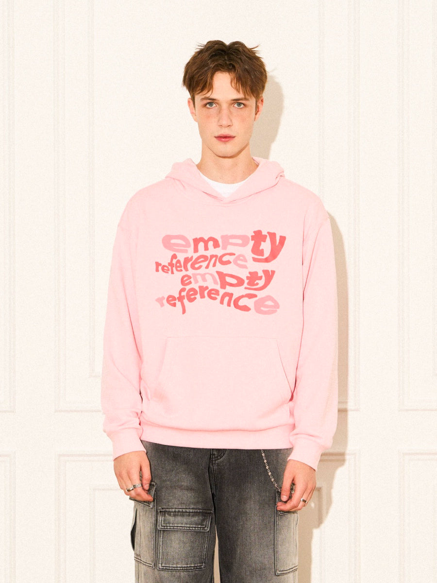 Empty Reference American Retro Street Deformed Font Pink Printing Hoodie Sweater Couple