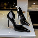 Cut Out High Heels Trendy Patent Leather Shoes for Women